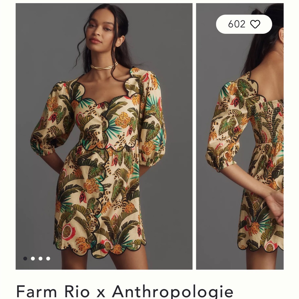 Farm Rio + Anthropologie Scallop Square Neck Dress